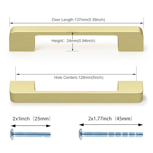 Rergy Champagne Bronze Cabinet Pulls, 10 Pack Champagne Bronze Cabinet Handles, 6.25" Screw Spacing Kitchen Cabinet Handles, 6-1/4inch(160mm) Center to Center Bathroom Cabient Hardware