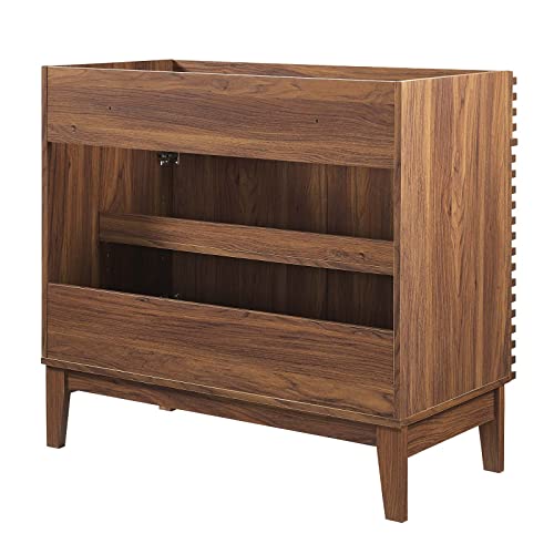 Modway Render 48" Double Sink Bathroom Vanity Cabinet in Walnut White