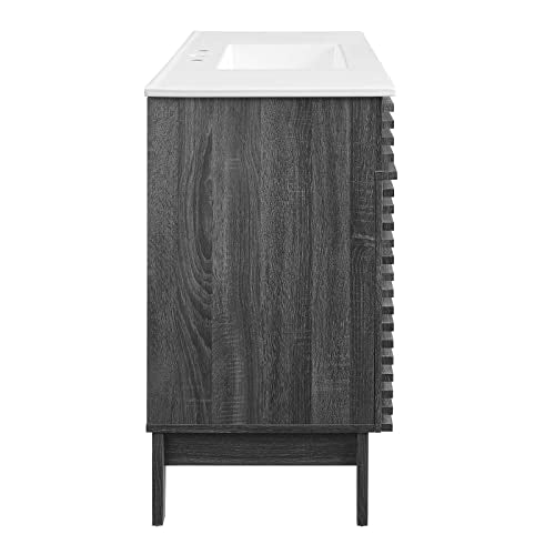 Modway Render 48" Double Sink Bathroom Vanity Cabinet in Walnut White