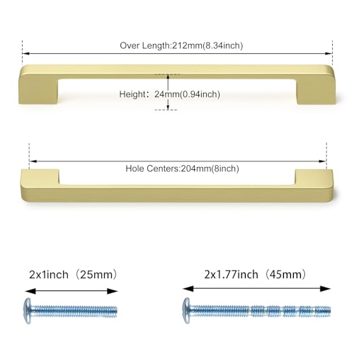 Rergy Champagne Bronze Cabinet Pulls, 10 Pack Champagne Bronze Cabinet Handles, 6.25" Screw Spacing Kitchen Cabinet Handles, 6-1/4inch(160mm) Center to Center Bathroom Cabient Hardware
