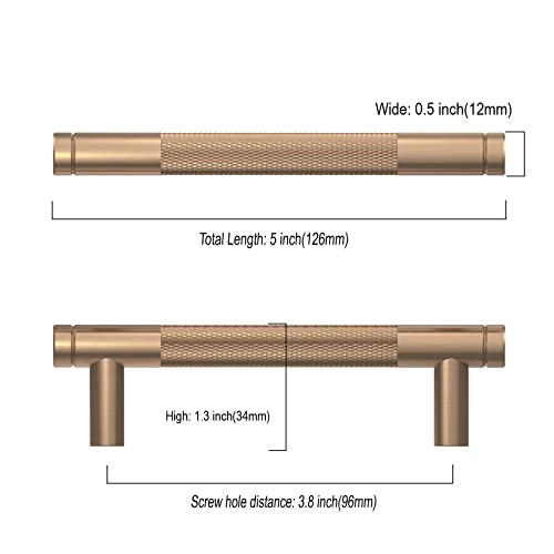 10 Pack 1"(25mm) Champagne Bronze and Matte Black Knurled Cabinet Knobs for Dresser Kitchen Knobs for Cabinets Single Hole Cabinet Pulls Hardware