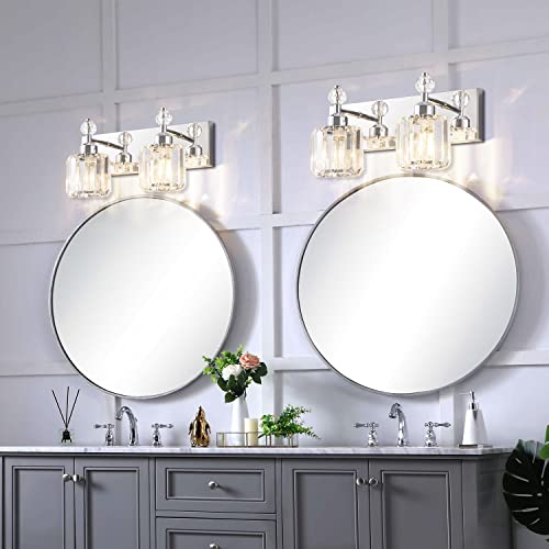 PRESDE Black Gold Crystal Bathroom Vanity Lights Fixtures Over Mirror Modern 3 Light Bath Wall Lighting