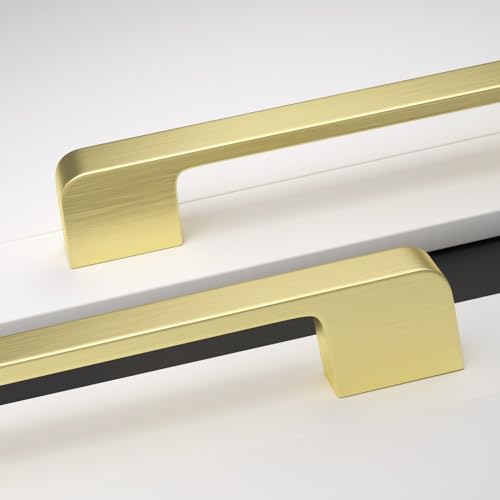 Rergy Champagne Bronze Cabinet Pulls, 10 Pack Champagne Bronze Cabinet Handles, 6.25" Screw Spacing Kitchen Cabinet Handles, 6-1/4inch(160mm) Center to Center Bathroom Cabient Hardware