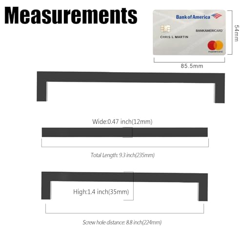 10 Pack 5''(128mm) Matte Black Cabinet Pulls Kitchen Stainless Steel Cabinet Handles Square Cabinet Hardware for Cupboard Drawer Pulls