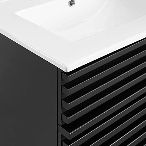 Modway Render 48" Double Sink Bathroom Vanity Cabinet in Walnut White