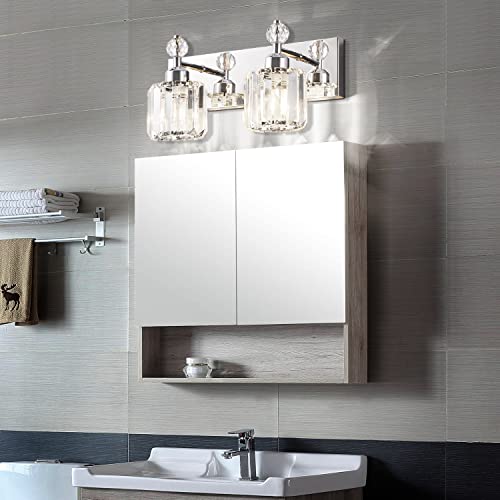 PRESDE Black Gold Crystal Bathroom Vanity Lights Fixtures Over Mirror Modern 3 Light Bath Wall Lighting