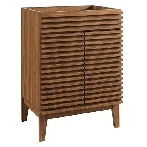 Modway Render 48" Double Sink Bathroom Vanity Cabinet in Walnut White