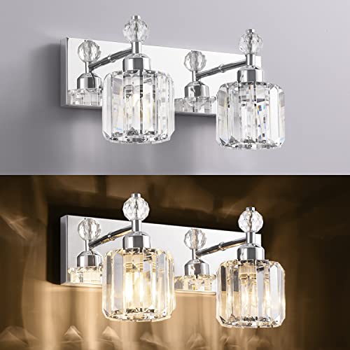 PRESDE Black Gold Crystal Bathroom Vanity Lights Fixtures Over Mirror Modern 3 Light Bath Wall Lighting