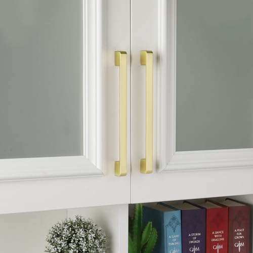 Rergy Champagne Bronze Cabinet Pulls, 10 Pack Champagne Bronze Cabinet Handles, 6.25" Screw Spacing Kitchen Cabinet Handles, 6-1/4inch(160mm) Center to Center Bathroom Cabient Hardware