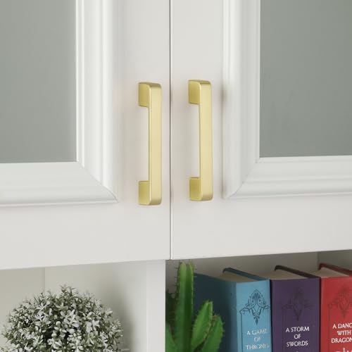 Rergy Champagne Bronze Cabinet Pulls, 10 Pack Champagne Bronze Cabinet Handles, 6.25" Screw Spacing Kitchen Cabinet Handles, 6-1/4inch(160mm) Center to Center Bathroom Cabient Hardware