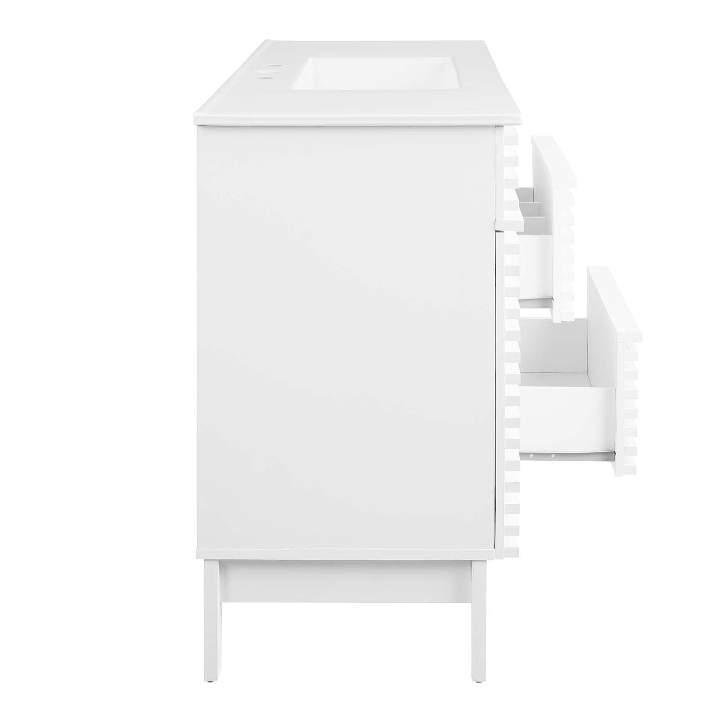 Modway Render 48" Double Sink Bathroom Vanity Cabinet in Walnut White