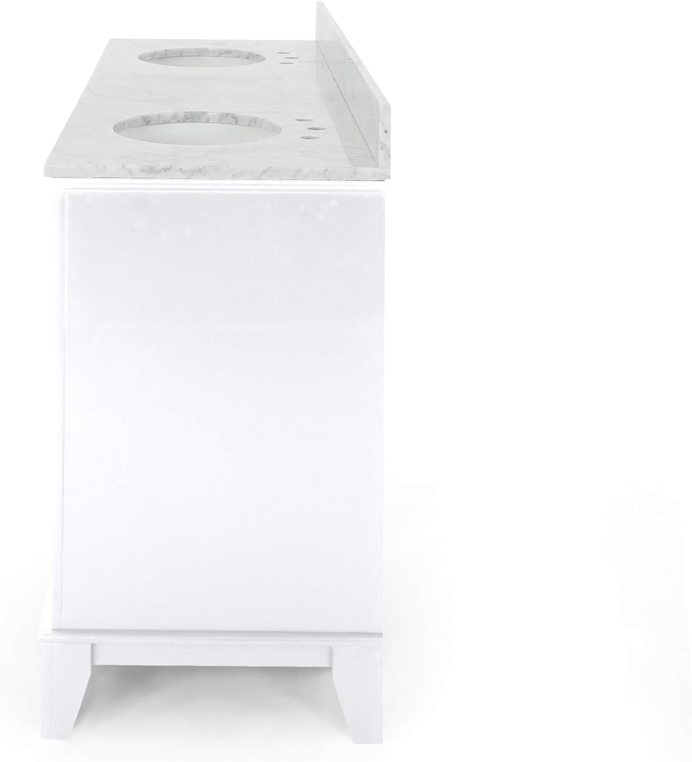 LUMISOL 72" Double Sink Bathroom Vanity with Marble Top, Solid Wood Bathroom Vanity with 3 Drawers and 4 Doors, Italian Carrara Bathroom Vanities with Double Ceramic Sink Set & Backsplash, White