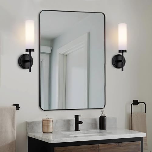 Gold Wall Sconces Set of 2, Modern Bathroom Sconces Wall Lighting Vanity Light Fixtures with Clear Glass, Brushed Brass Wall Mount Lights for Living Room Corridor Mirror Bedroom Stairs