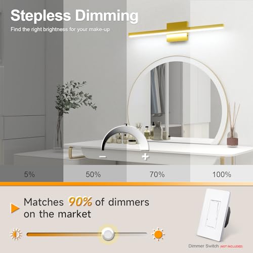 VOLISUN Modern Bathroom Vanity Light 15.7 inch, 12W Dimmable 5CCT Led Bathroom Light Fixture Over Mirror, Black Bar Vanity Light for Bathroom Mirror Restroom-ETL Certificated