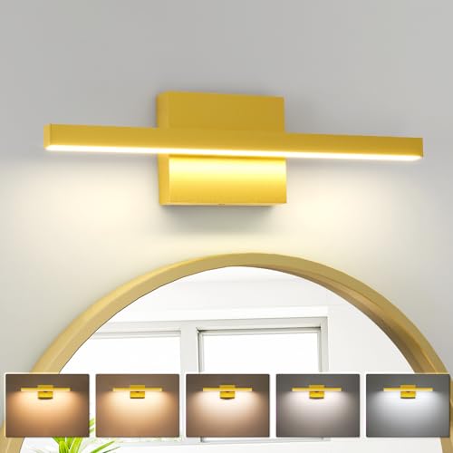 VOLISUN Modern Bathroom Vanity Light 15.7 inch, 12W Dimmable 5CCT Led Bathroom Light Fixture Over Mirror, Black Bar Vanity Light for Bathroom Mirror Restroom-ETL Certificated