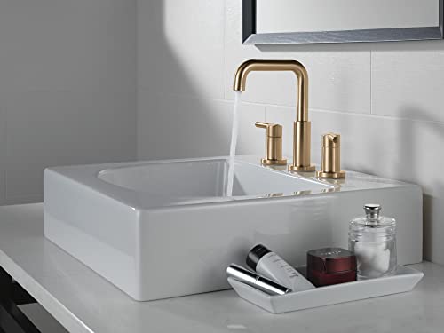 Delta Faucet Nicoli Widespread Bathroom Faucet 3 Hole, Gold Bathroom Faucet, 2 Handle Bathroom Faucet, Bathroom Sink Faucet Drain Assembly, Champagne Bronze 35849LF-CZ
