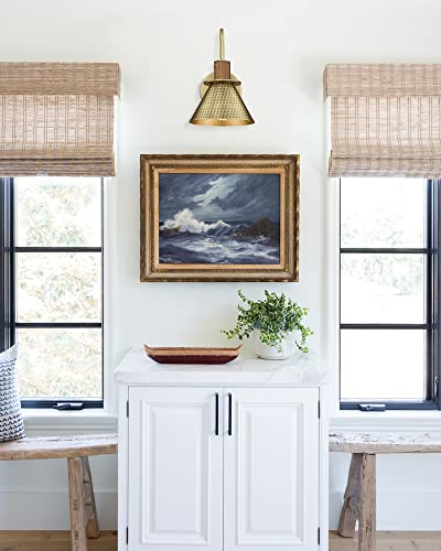 Modern Wall Sconces Set of Two, HWH Industrial Sconce Wall Lighting Indoor Wall Lamp, Gooseneck 1-Light Barn Vanity Light, Hammered Metal Shade, Black and Gold Finish, 5HZG74B-2 BK+BG