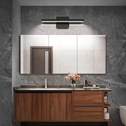 VOLISUN Modern Bathroom Vanity Light 15.7 inch, 12W Dimmable 5CCT Led Bathroom Light Fixture Over Mirror, Black Bar Vanity Light for Bathroom Mirror Restroom-ETL Certificated