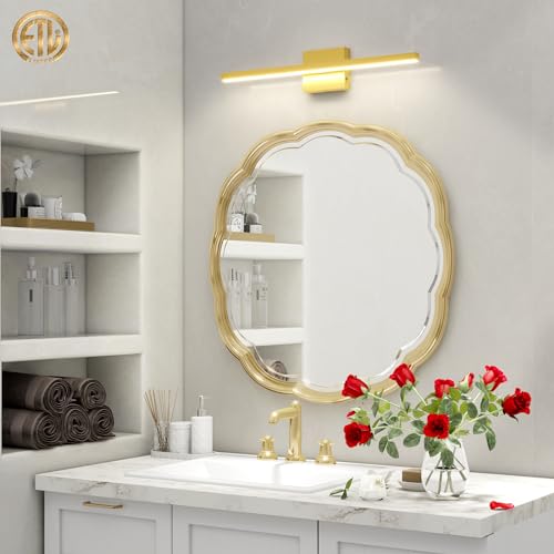 VOLISUN Modern Bathroom Vanity Light 15.7 inch, 12W Dimmable 5CCT Led Bathroom Light Fixture Over Mirror, Black Bar Vanity Light for Bathroom Mirror Restroom-ETL Certificated