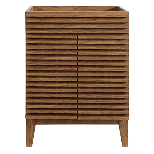 Modway Render 48" Double Sink Bathroom Vanity Cabinet in Walnut White