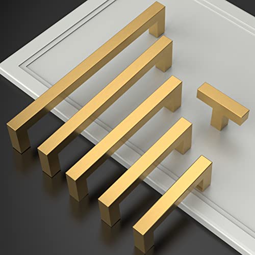 10 Pack 5''(128mm) Matte Black Cabinet Pulls Kitchen Stainless Steel Cabinet Handles Square Cabinet Hardware for Cupboard Drawer Pulls