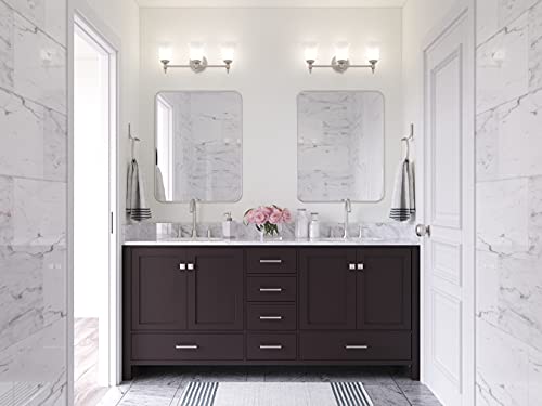 ARIEL 72" Midnight Blue Double Bathroom Vanity Base Cabinet, Double Sink Configuration, 2 Soft Closing Doors, 9 Full Extension Dovetail Drawers, Satin Brass