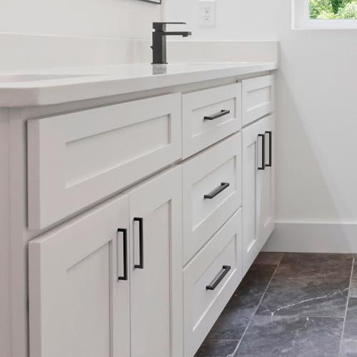 10 Pack 5''(128mm) Matte Black Cabinet Pulls Kitchen Stainless Steel Cabinet Handles Square Cabinet Hardware for Cupboard Drawer Pulls