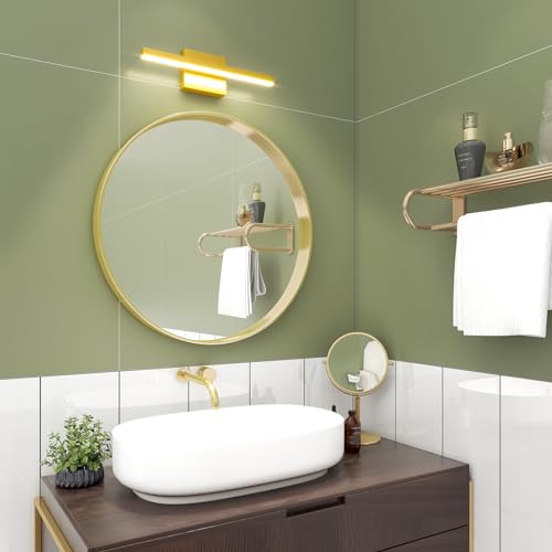 VOLISUN Modern Bathroom Vanity Light 15.7 inch, 12W Dimmable 5CCT Led Bathroom Light Fixture Over Mirror, Black Bar Vanity Light for Bathroom Mirror Restroom-ETL Certificated