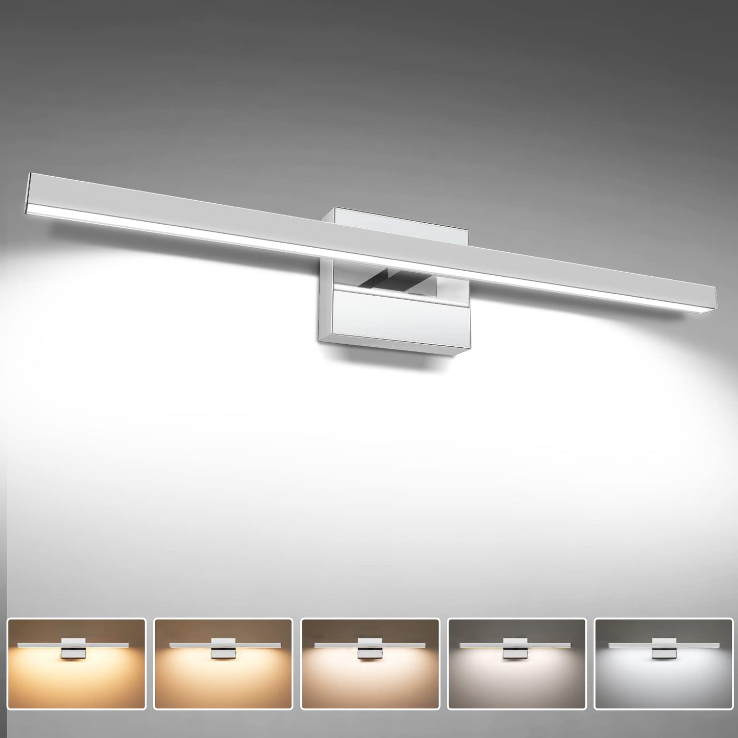 VOLISUN Modern Bathroom Vanity Light 15.7 inch, 12W Dimmable 5CCT Led Bathroom Light Fixture Over Mirror, Black Bar Vanity Light for Bathroom Mirror Restroom-ETL Certificated