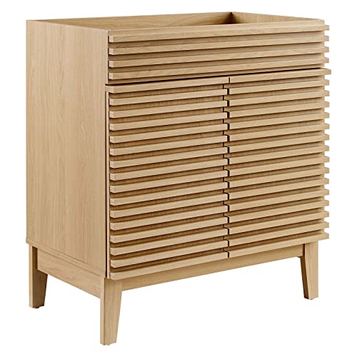 Modway Render 48" Double Sink Bathroom Vanity Cabinet in Walnut White