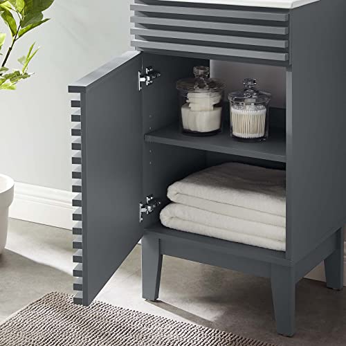 Modway Render 48" Double Sink Bathroom Vanity Cabinet in Walnut White