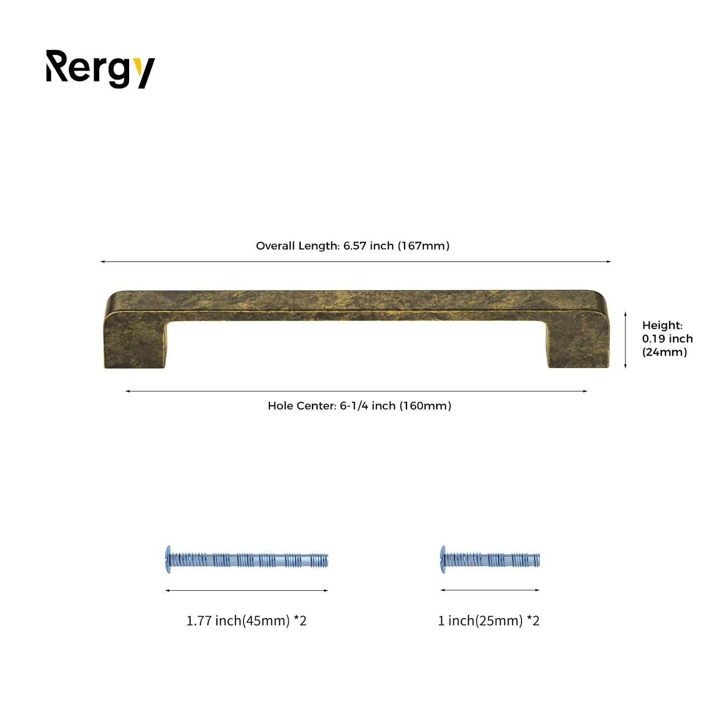 Rergy Champagne Bronze Cabinet Pulls, 10 Pack Champagne Bronze Cabinet Handles, 6.25" Screw Spacing Kitchen Cabinet Handles, 6-1/4inch(160mm) Center to Center Bathroom Cabient Hardware