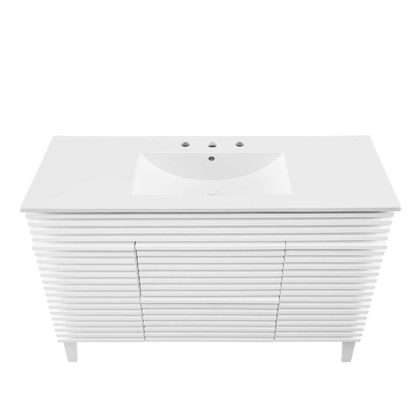Modway Render 48" Double Sink Bathroom Vanity Cabinet in Walnut White