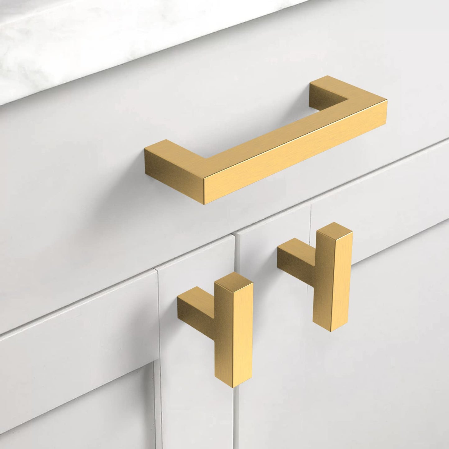 10 Pack 5''(128mm) Matte Black Cabinet Pulls Kitchen Stainless Steel Cabinet Handles Square Cabinet Hardware for Cupboard Drawer Pulls