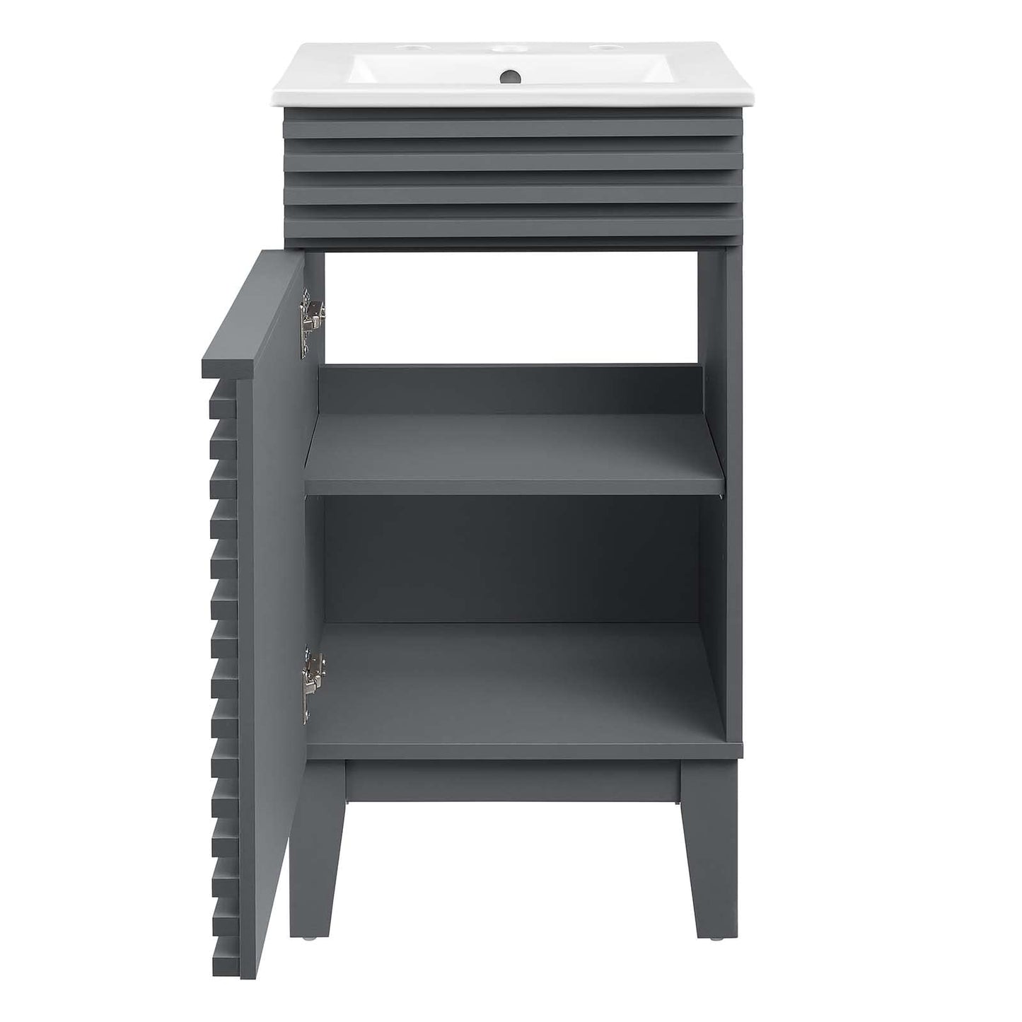 Modway Render 48" Double Sink Bathroom Vanity Cabinet in Walnut White