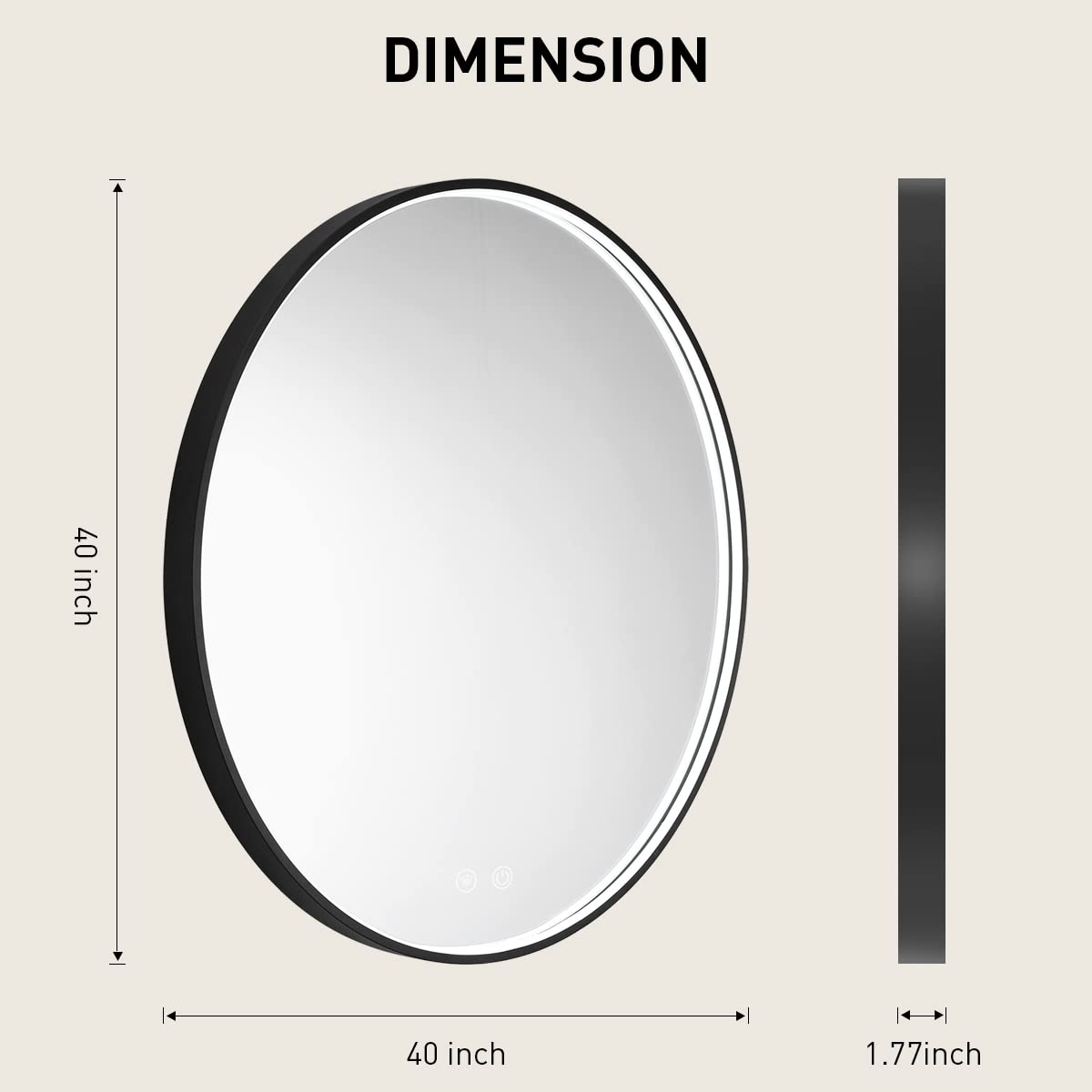LED Round Mirror,36 Inch Gold Frame Bathroom Mirror with Light,6000K Lighted Vanity Mirror,Wall Mounted,Anti-Fog & Dimmable Touch Switch, Waterproof IP54