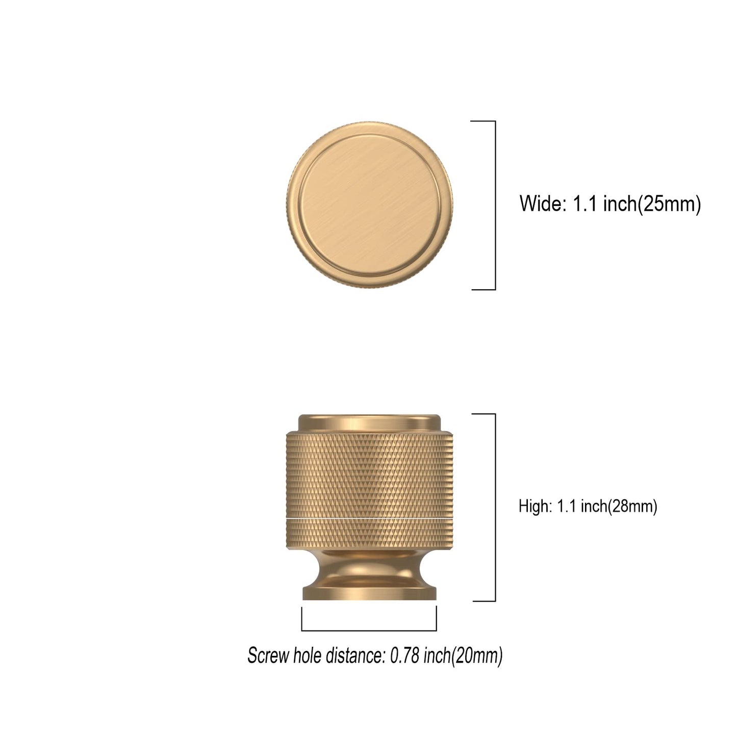 10 Pack 1"(25mm) Champagne Bronze and Matte Black Knurled Cabinet Knobs for Dresser Kitchen Knobs for Cabinets Single Hole Cabinet Pulls Hardware