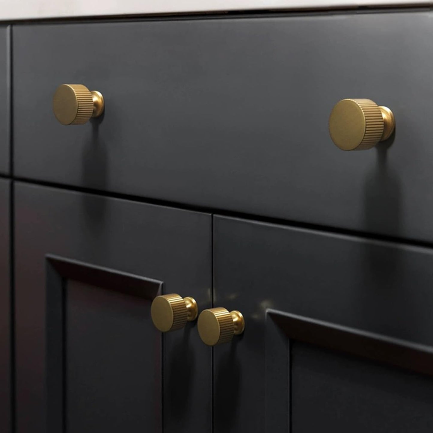 RZDEAL 4pcs Solid Brass Cabinet Knobs Pulls Cabinet Drawer Dresser Gold Knobs Modern Handles Knobs(1"x1"/25mmx25mm),Brushed Brass Finish