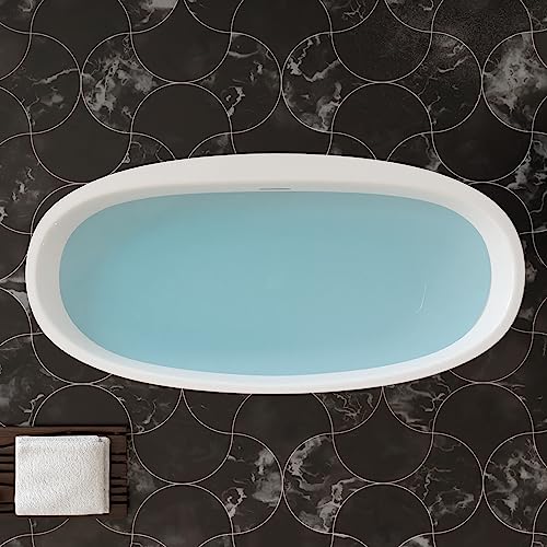 59 in. High-back Free Standing Tub, Contemporary Soaking Tub, Bathroom Stand Alone Freestanding Bathtub Overflow and Drain (Glossy White)