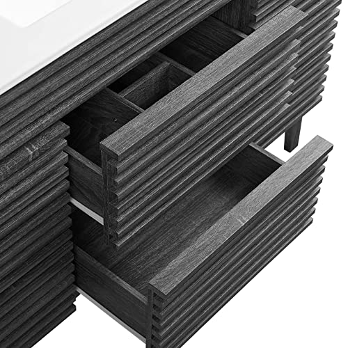 Modway Render 48" Double Sink Bathroom Vanity Cabinet in Walnut White