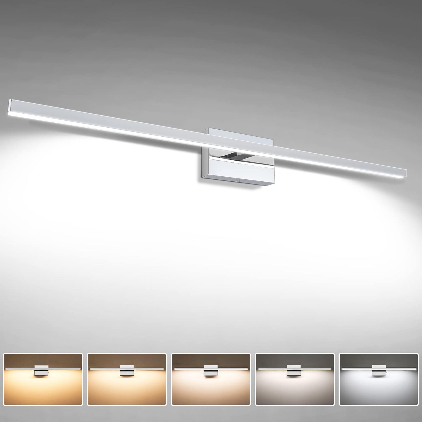 VOLISUN Modern Bathroom Vanity Light 15.7 inch, 12W Dimmable 5CCT Led Bathroom Light Fixture Over Mirror, Black Bar Vanity Light for Bathroom Mirror Restroom-ETL Certificated