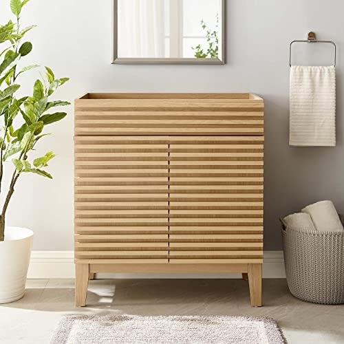 Modway Render 48" Double Sink Bathroom Vanity Cabinet in Walnut White
