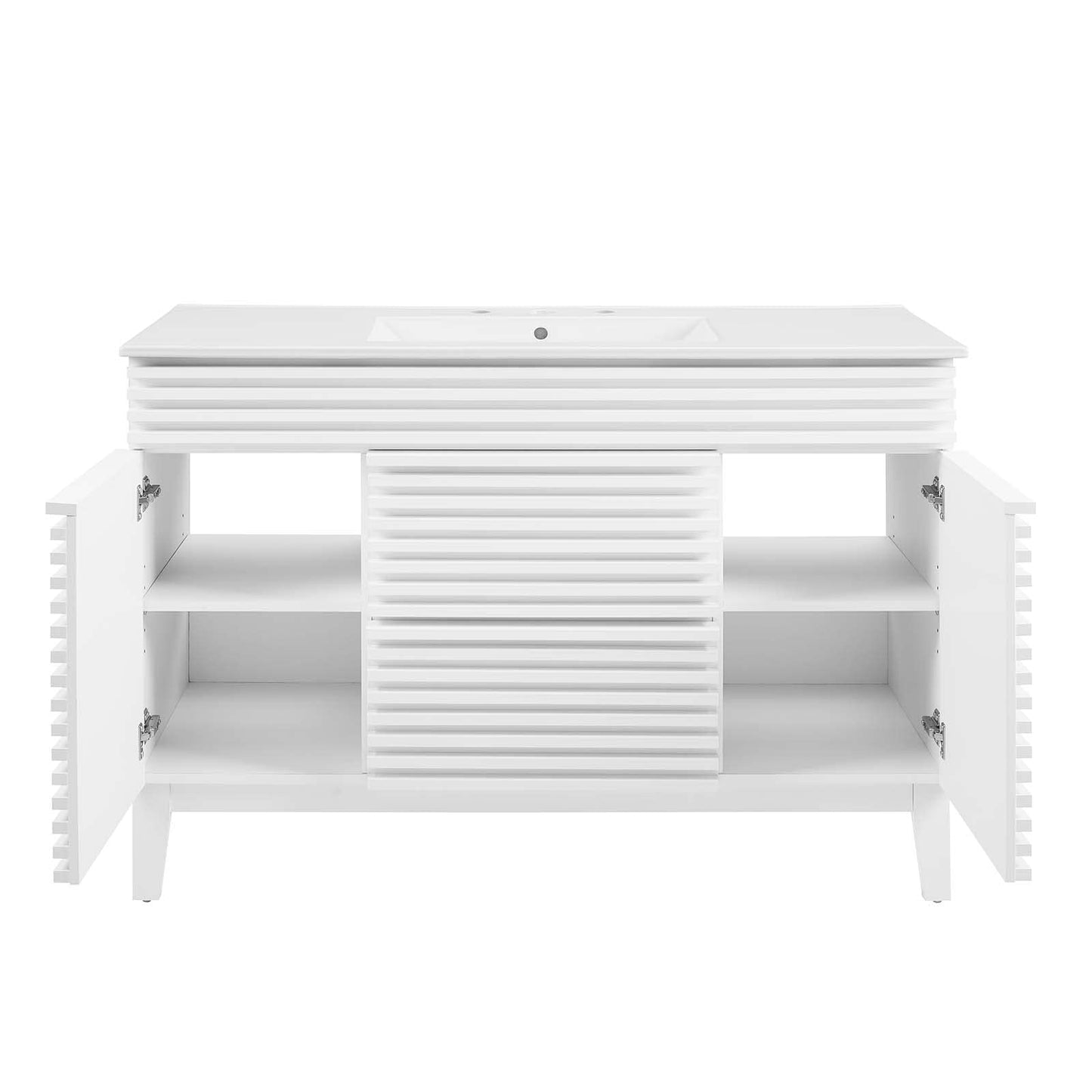 Modway Render 48" Double Sink Bathroom Vanity Cabinet in Walnut White