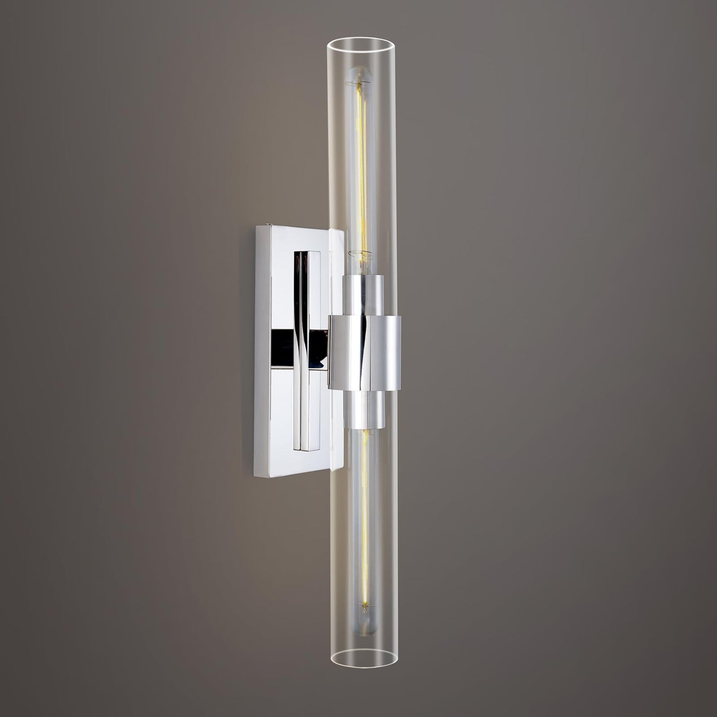 Brass Wall Sconces Set of Two, 22.8" Sconces Wall Lighting 2-Light, Gold Bathroom Vanity Wall Sconces, Glass Tube Wall Sconces, Indoor Wall Sconces for Bathroom, Bedroom, Vanity, Hallway
