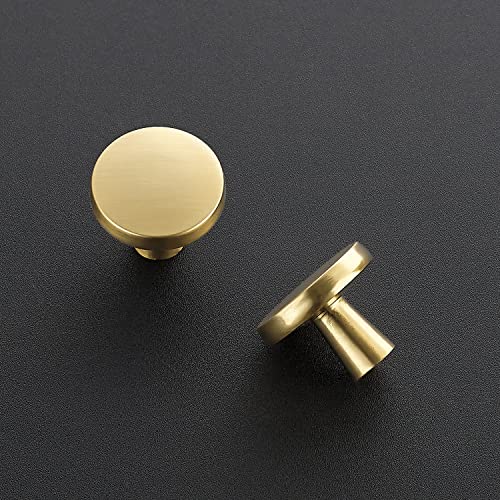 Ravinte 30 Pack Solid Knobs Kitchen Cabinet Knobs Round Knobs Dresser Drawer Knobs Gold Cabinet Hardware Round Cabinet Door Knobs Drawer Knobs Brushed Brass Drawer Pulls