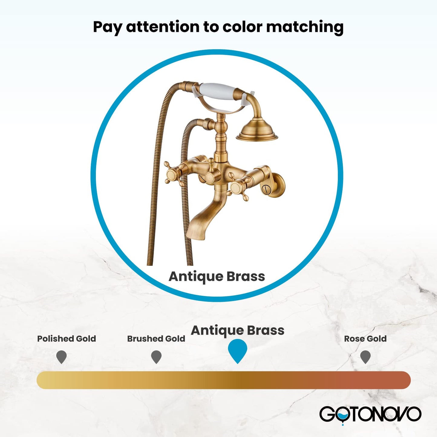 gotonovo Bathtub Clawfoot Faucet Brushed Nickel Finish Wall Mount Tub Filler with Hand Held Shower Faucet 2 Cross Handles with Tub Spout Victorian Vintage Telephone Style