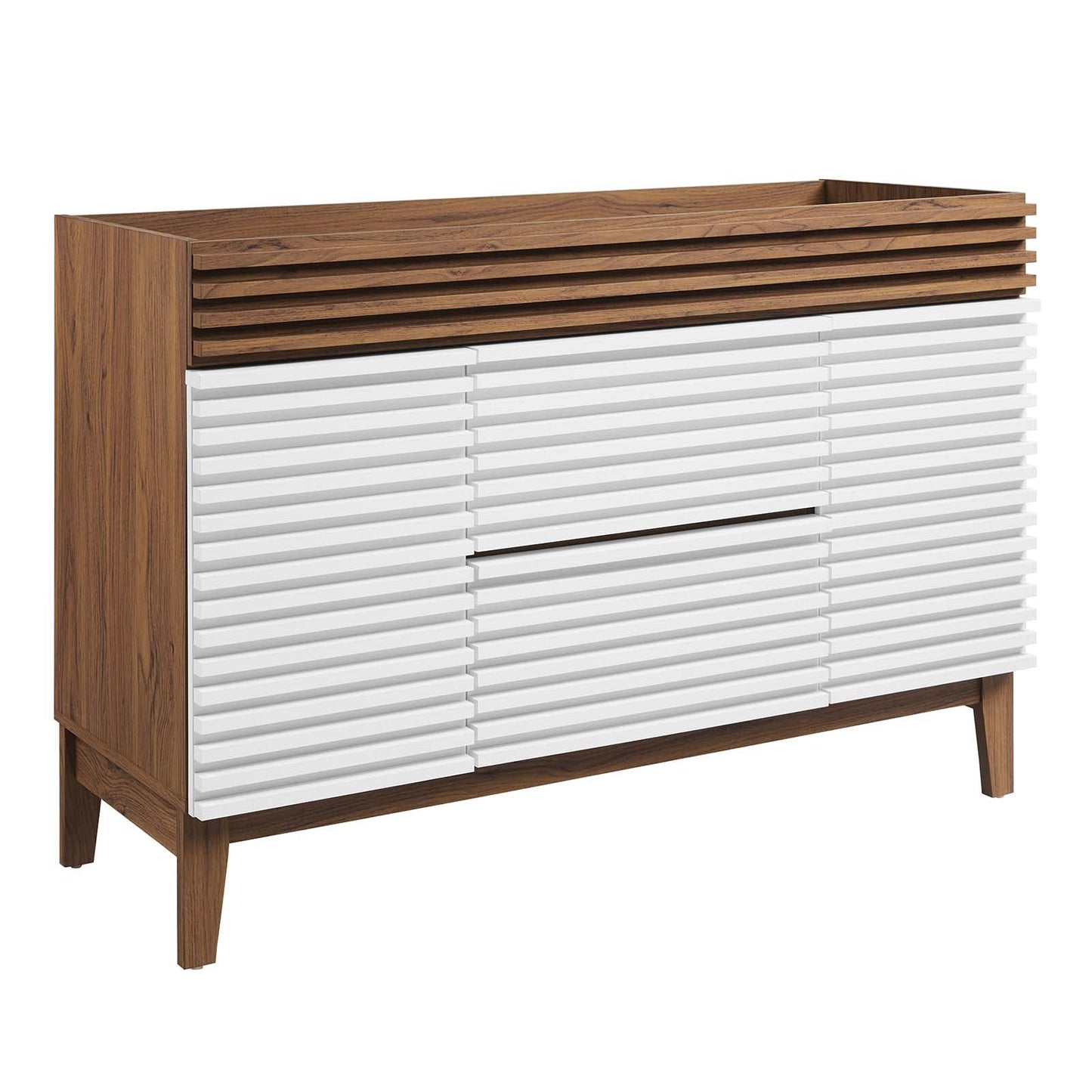 Modway Render 48" Double Sink Bathroom Vanity Cabinet in Walnut White