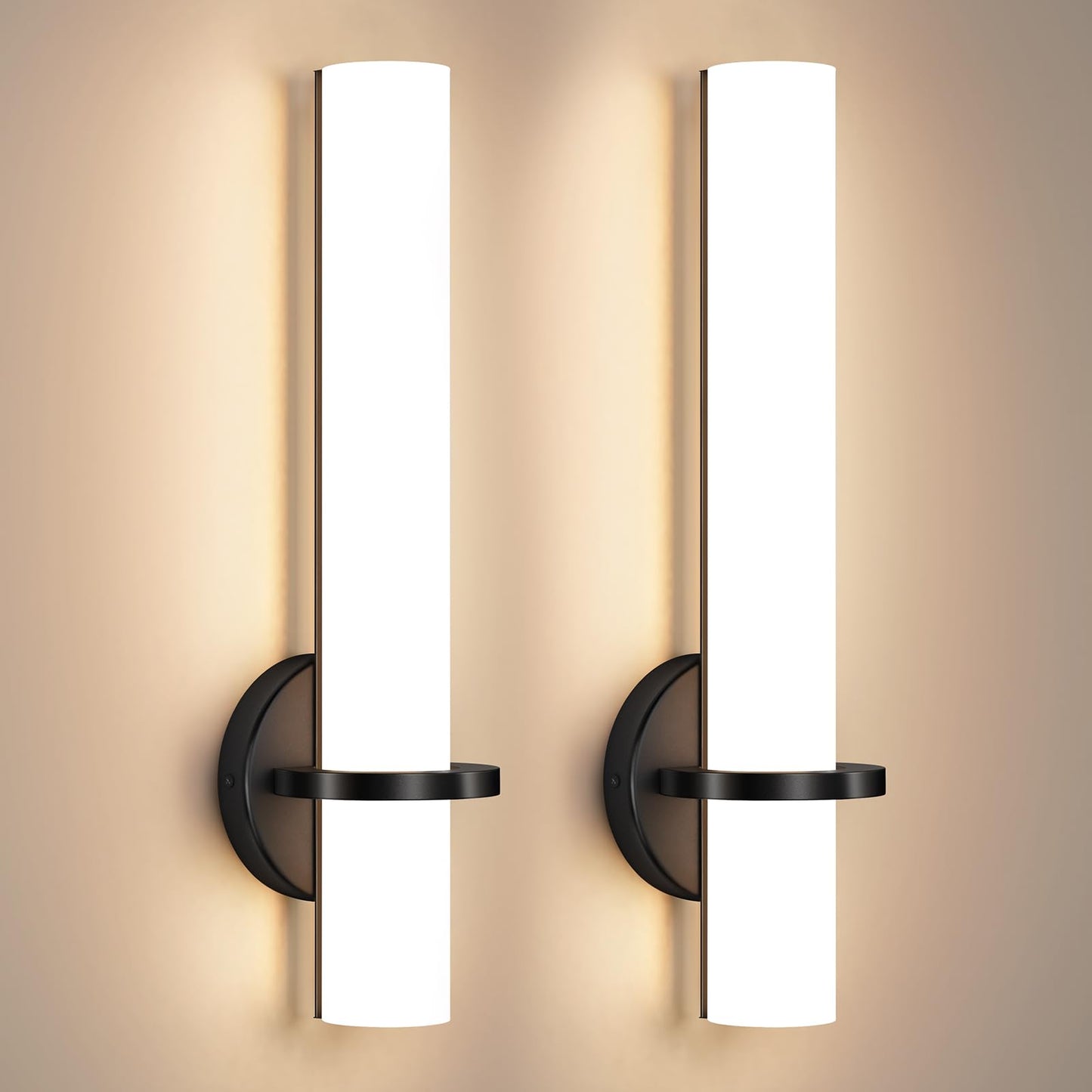 Gold Wall Sconces Set of Two - Dimmable Modern Sconces Wall Lighting 18W 3000K Led Wall Lights Acrylic Lampshade Hardwired Wall Light Fixtures for Living Room Bedroom Bathroom Hallway 18inch