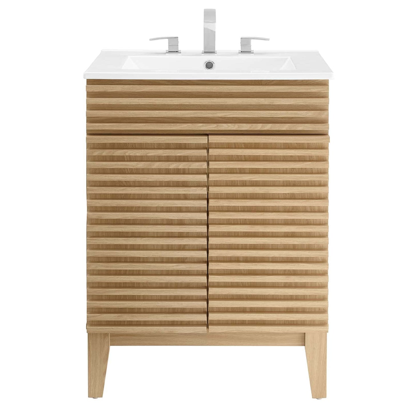 Modway Render 48" Double Sink Bathroom Vanity Cabinet in Walnut White