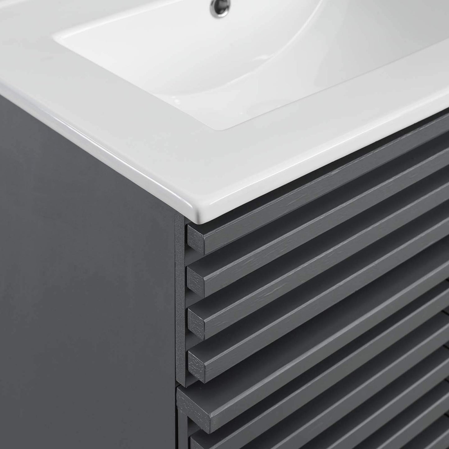 Modway Render 48" Double Sink Bathroom Vanity Cabinet in Walnut White
